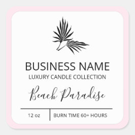 Palm Leaf Pink Border Soy Candle Product Labels