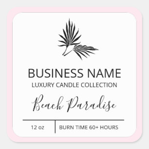Palm Leaf Pink Border Soy Candle Product Labels