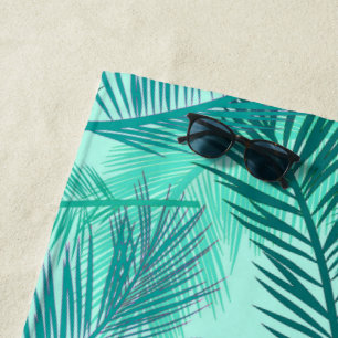 Palm Leaf Print, Cobalt, Turquoise en Aqua Strandlaken
