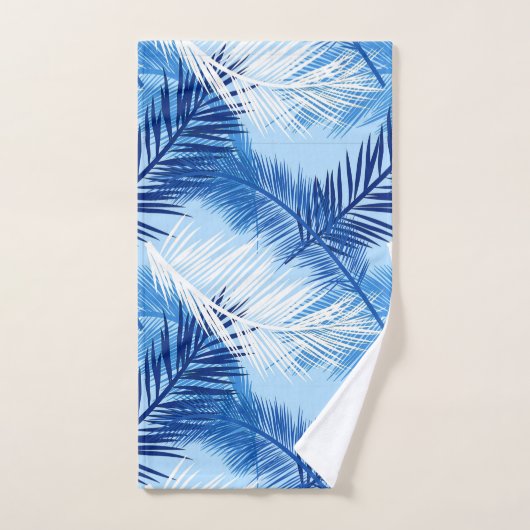 Palm Leaf Print, Cobalt, White en Sky Blue Bad Handdoek (Handdoek)