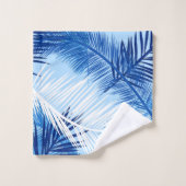 Palm Leaf Print, Cobalt, White en Sky Blue Bad Handdoek (Wasdoekje)