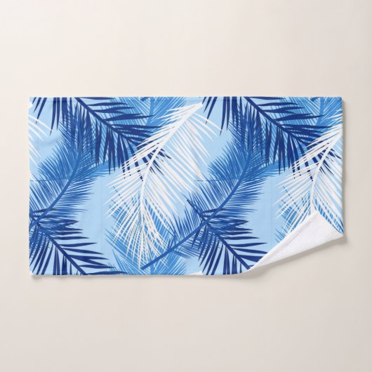 Palm Leaf Print, Cobalt, White en Sky Blue Bad Handdoek (Handdoek)