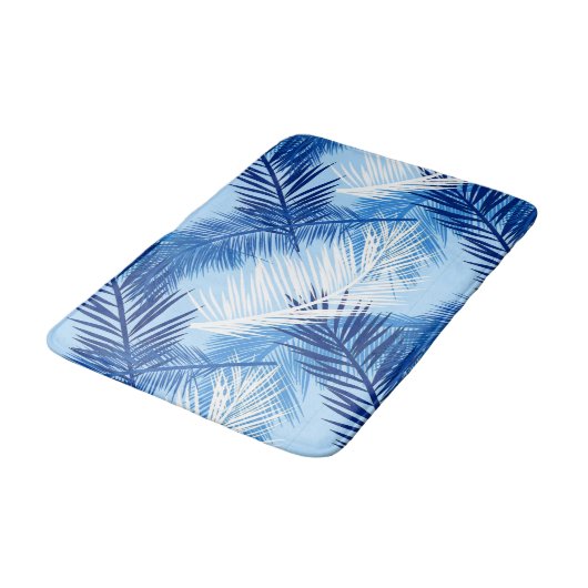Palm Leaf Print, Cobalt, White en Sky Blue Badmat (Gekanteld)