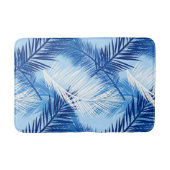 Palm Leaf Print, Cobalt, White en Sky Blue Badmat (Voorkant)