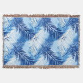 Palm Leaf Print, Cobalt, White en Sky Blue Deken (Voorkant)