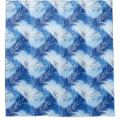 Palm Leaf Print, Cobalt, White en Sky Blue Douchegordijn (Voorkant)