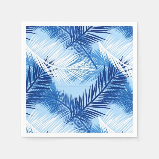 Palm Leaf Print, Cobalt, White en Sky Blue Servet (Voorkant)