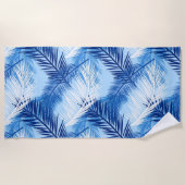 Palm Leaf Print, Cobalt, White en Sky Blue Strandlaken (Voorkant)