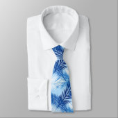 Palm Leaf Print, Cobalt, White en Sky Blue Stropdas (Gebonden)