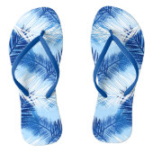 Palm Leaf Print, Cobalt, White en Sky Blue Teenslippers (Voetbed)