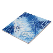 Palm Leaf Print, Cobalt, White en Sky Blue Tegeltje (Zijkant)