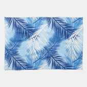 Palm Leaf Print, Cobalt, White en Sky Blue Theedoek (Horizontaal)
