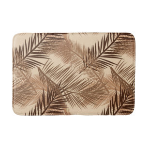 Palm Leaf Print, Dark Brown, Tan en Beige Badmat