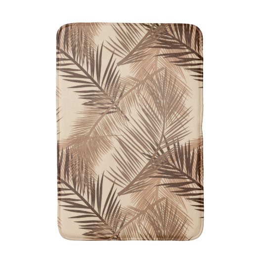 Palm Leaf Print, Dark Brown, Tan en Beige Badmat (Voorkant Verticaal)