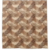 Palm Leaf Print, Dark Brown, Tan en Beige Douchegordijn (Voorkant)