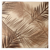 Palm Leaf Print, Dark Brown, Tan en Beige Tegeltje (Voorkant)