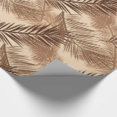 Palm Leaf Print, Donkerbruin, Tan en beige Cadeaupapier (Hoek)