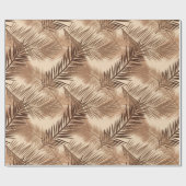 Palm Leaf Print, Donkerbruin, Tan en beige Cadeaupapier (Vlak)