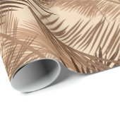 Palm Leaf Print, Donkerbruin, Tan en beige Cadeaupapier (Rol Hoek)