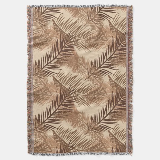 Palm Leaf Print, Donkerbruin, Tan en beige Deken (Voorkant Verticaal)