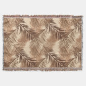 Palm Leaf Print, Donkerbruin, Tan en beige Deken (Voorkant)