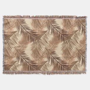 Palm Leaf Print, Donkerbruin, Tan en beige Deken