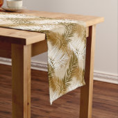 Palm Leaf Print, Donkerbruin, Tan en beige Korte Tafelloper (Voorbeeld)