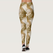 Palm Leaf Print, Donkerbruin, Tan en beige Leggings (Achterkant)