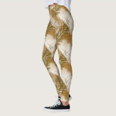 Palm Leaf Print, Donkerbruin, Tan en beige Leggings (Links)