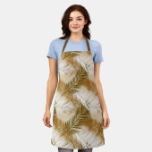 Palm Leaf Print, Donkerbruin, Tan en beige Schort (Gedragen)