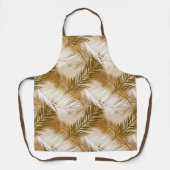 Palm Leaf Print, Donkerbruin, Tan en beige Schort (Voorkant)