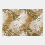 Palm Leaf Print, Donkerbruin, Tan en beige Theedoek (Horizontaal)