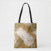 Palm Leaf Print, Donkerbruin, Tan en beige Tote Bag (Voorkant)