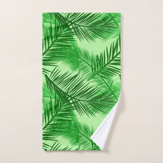 Palm Leaf Print, Emerald and Light Lime Green Bad Handdoek (Handdoek)