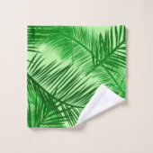 Palm Leaf Print, Emerald and Light Lime Green Bad Handdoek (Wasdoekje)