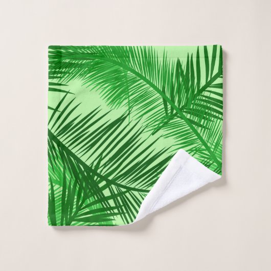 Palm Leaf Print, Emerald and Light Lime Green Bad Handdoek (Wasdoekje)