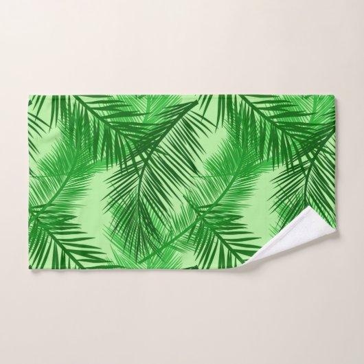 Palm Leaf Print, Emerald and Light Lime Green Bad Handdoek (Handdoek)
