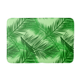 Palm Leaf Print, Emerald and Light Lime Green Badmat