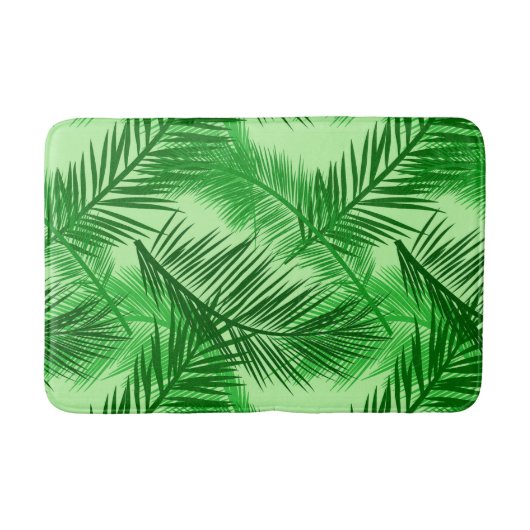 Palm Leaf Print, Emerald and Light Lime Green Badmat (Voorkant)