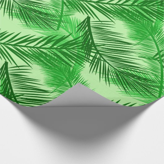 Palm Leaf Print, Emerald and Light Lime Green Cadeaupapier (Hoek)