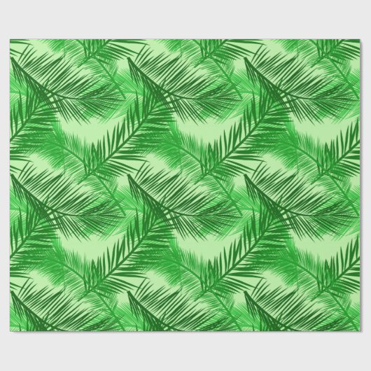 Palm Leaf Print, Emerald and Light Lime Green Cadeaupapier (Vlak)