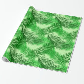 Palm Leaf Print, Emerald and Light Lime Green Cadeaupapier (Uitgerold)
