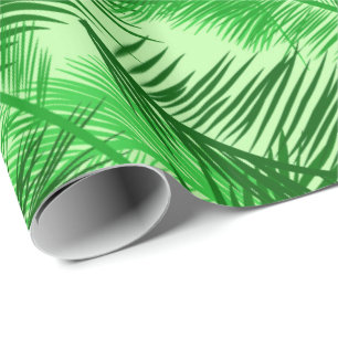 Palm Leaf Print, Emerald and Light Lime Green Cadeaupapier