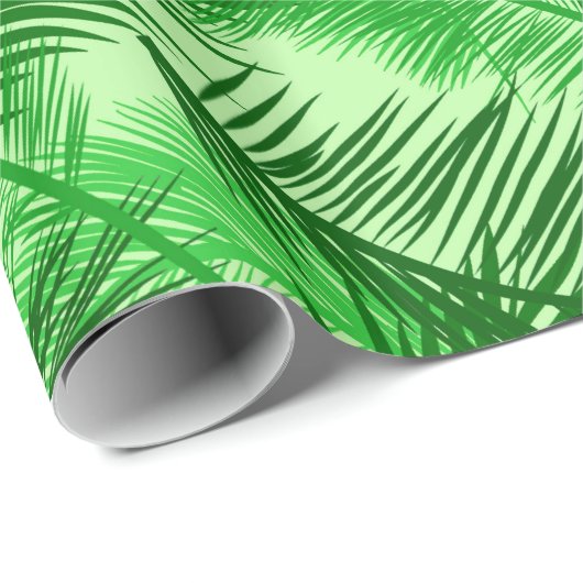 Palm Leaf Print, Emerald and Light Lime Green Cadeaupapier (Rol Hoek)