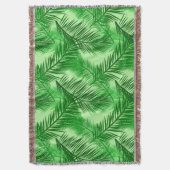 Palm Leaf Print, Emerald and Light Lime Green Deken (Voorkant Verticaal)