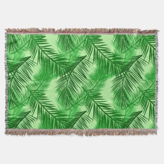 Palm Leaf Print, Emerald and Light Lime Green Deken (Voorkant)