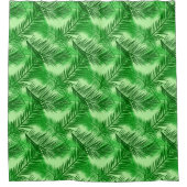 Palm Leaf Print, Emerald and Light Lime Green Douchegordijn (Voorkant)
