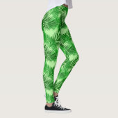Palm Leaf Print, Emerald and Light Lime Green Leggings (Rechts)
