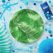 Palm Leaf Print, Emerald and Light Lime Green Papieren Bordje (Feest)