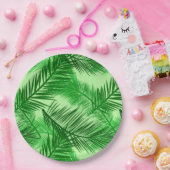 Palm Leaf Print, Emerald and Light Lime Green Papieren Bordje (Feest)
